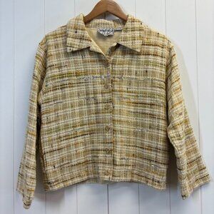 Vintage Silver Stream Womens Preppy Academia‎ Neutral Plaid Jacket Top Size S